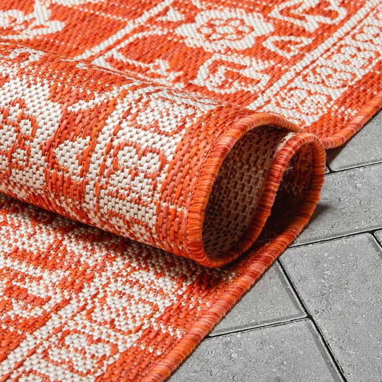 Lia Delphi Persian Oriental Orange Indoor/Outdoor Area Rug