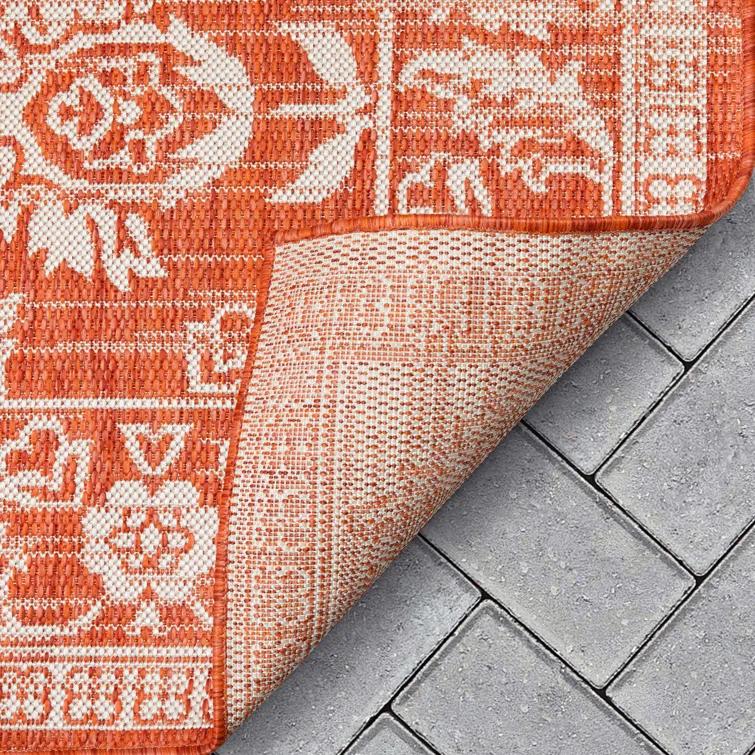 Lia Delphi Persian Oriental Orange Indoor/Outdoor Area Rug