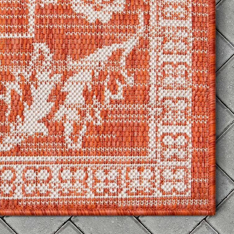 Lia Delphi Persian Oriental Orange Indoor/Outdoor Area Rug