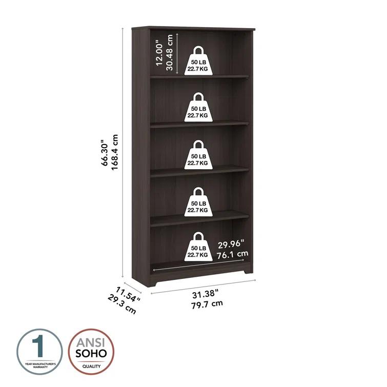 Shelonda 5 Shelf 66" Standard Bookcase