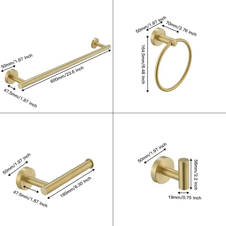 VIBRANTBATH A-91020-BG 5 - Piece Bathroom Hardware Set
