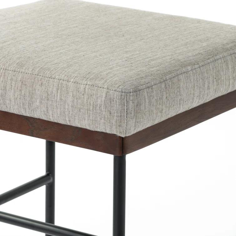 Gray Linen Upholstered Metal Side Chair