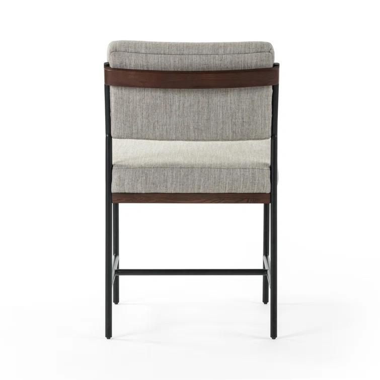 Gray Linen Upholstered Metal Side Chair