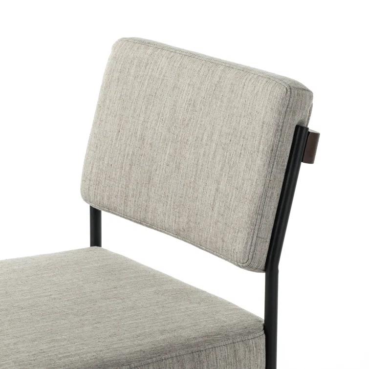 Gray Linen Upholstered Metal Side Chair