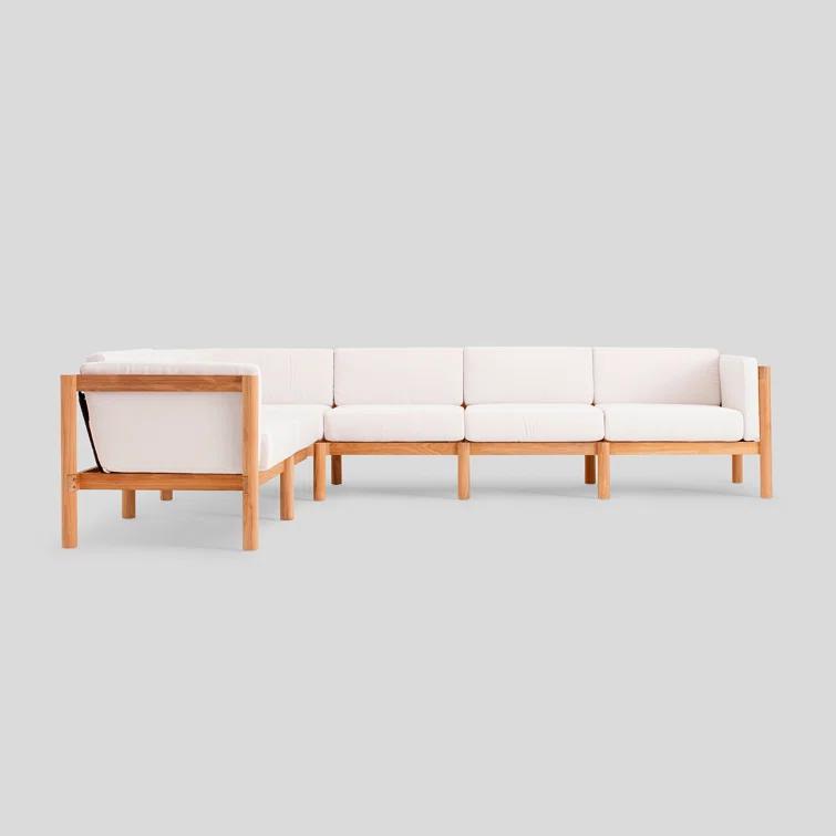 Haven 6-Piece U-Shaped Teak Outdoor Sectional with Sunbrella Cushions