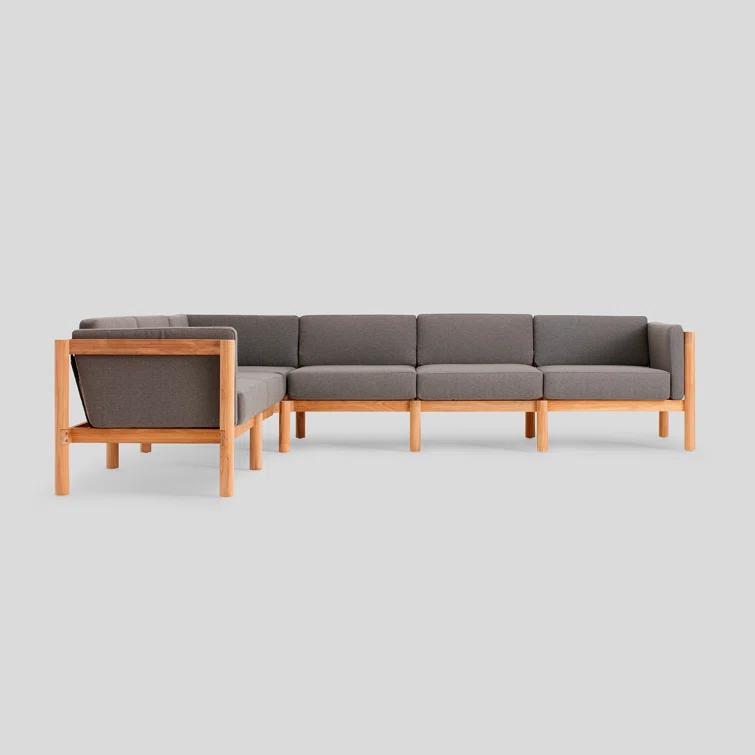 Haven 6-Piece U-Shaped Teak Outdoor Sectional with Sunbrella Cushions