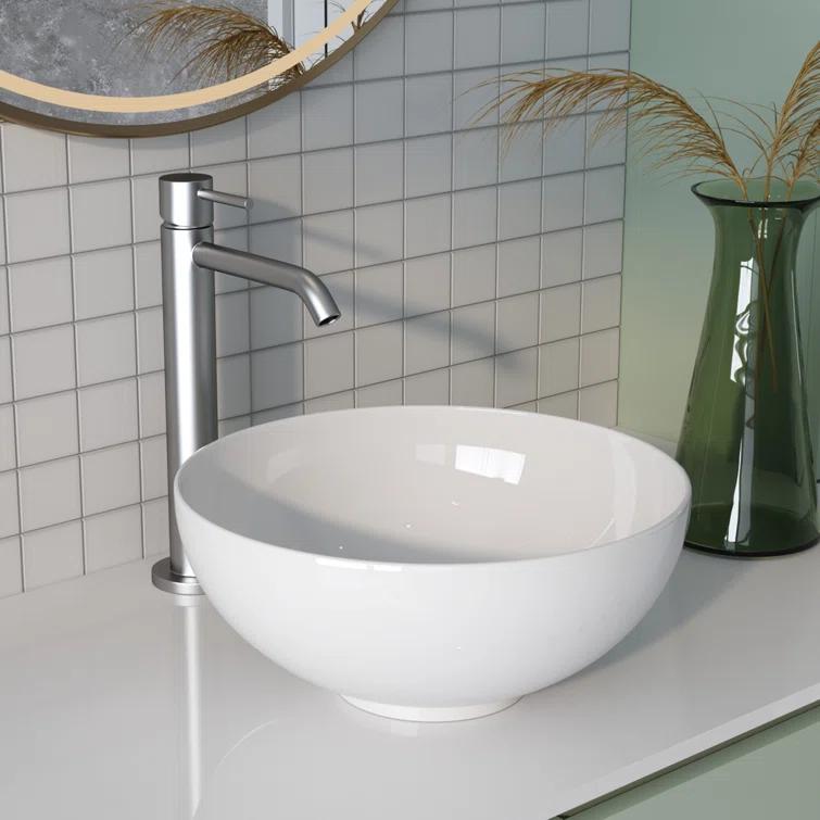 DeerValley Symmetry 13" x 13'' Circular/Round Vitreous Vessel Bathroom Sink