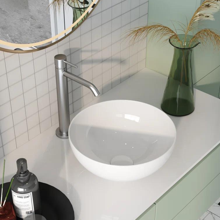 DeerValley Symmetry 13" x 13'' Circular/Round Vitreous Vessel Bathroom Sink