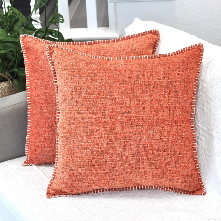 Oveesha Soft Textured Chenille Pillow Covers Set of 2 Cozy Cushion Covers