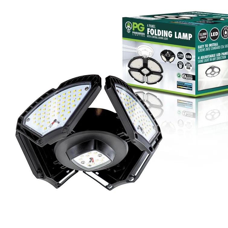 LED Garage Light,100W (900W Equivalent) 15000 Lumen 4-Head Deformable Ceiling Light, 5000K Daylight