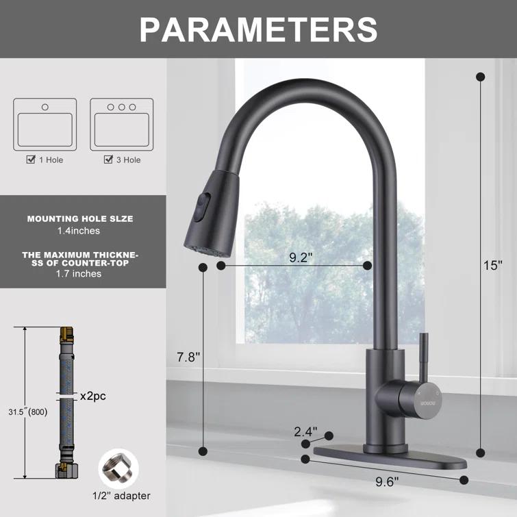High Arc Pull Down Kitchen Faucet with Sprayer