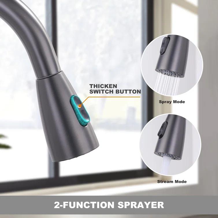 High Arc Pull Down Kitchen Faucet with Sprayer