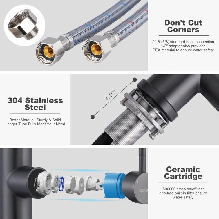 High Arc Pull Down Kitchen Faucet with Sprayer
