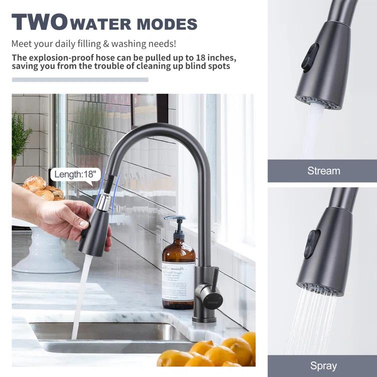 High Arc Pull Down Kitchen Faucet with Sprayer