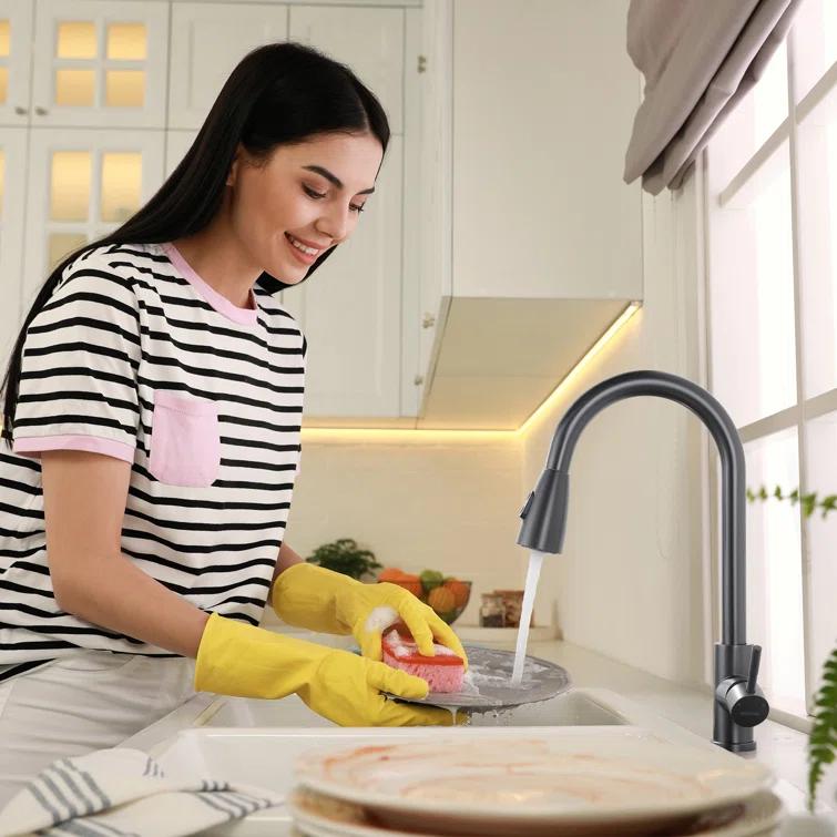 High Arc Pull Down Kitchen Faucet with Sprayer