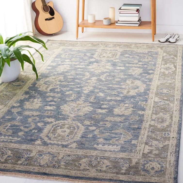 Oriental Hand-Knotted Blue / Grey Area Rug