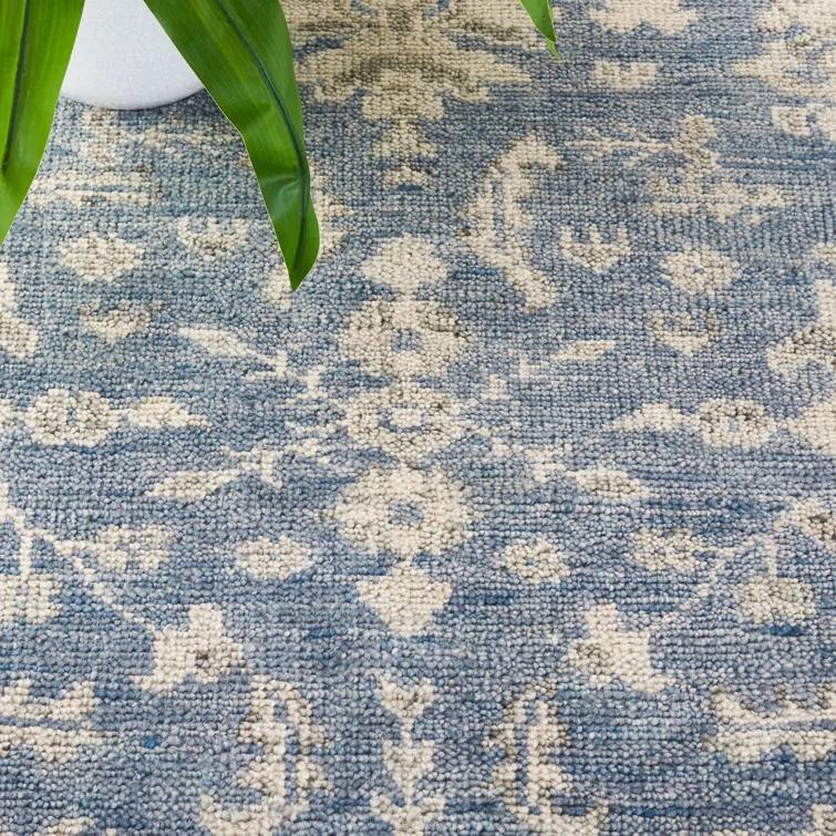 Oriental Hand-Knotted Blue / Grey Area Rug
