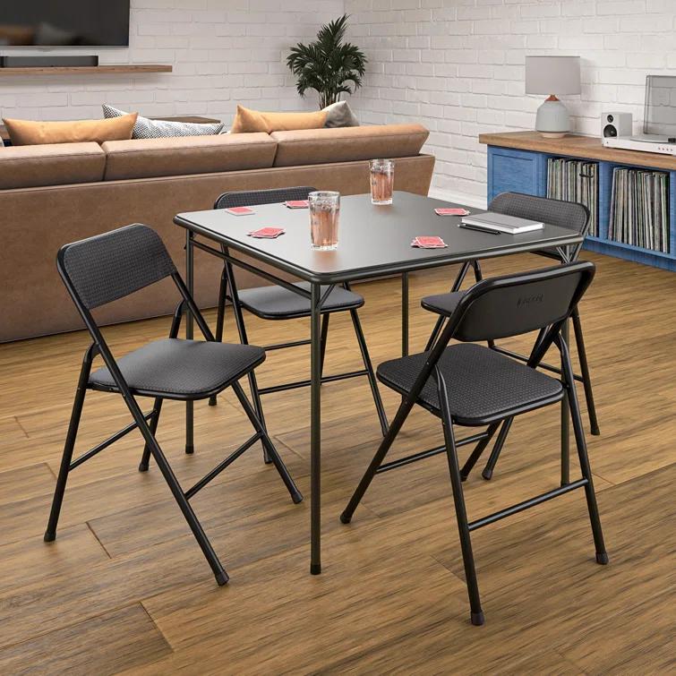 COSCO COSCO 5-Piece Folding Fabric Dining Set & 34" Vinyl Card Table
