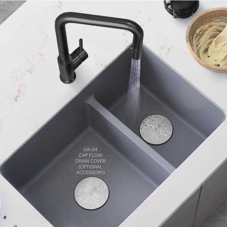 STYLISH S-827L Pietra STYLISH 27 inch Double Bowl 60/40 Dual Mount Composite Granite Kitchen Sink