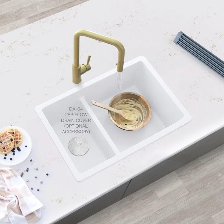 STYLISH S-827H Pietra STYLISH 27 inch Double Bowl 60/40 Dual Mount Composite Granite Kitchen Sink