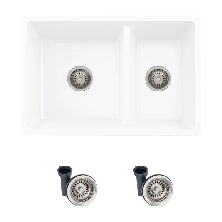 STYLISH S-827H Pietra STYLISH 27 inch Double Bowl 60/40 Dual Mount Composite Granite Kitchen Sink