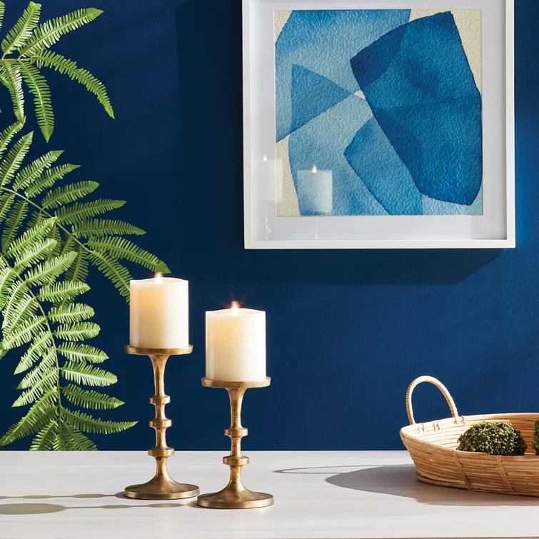 Gold Brass Modern Candlestick Set