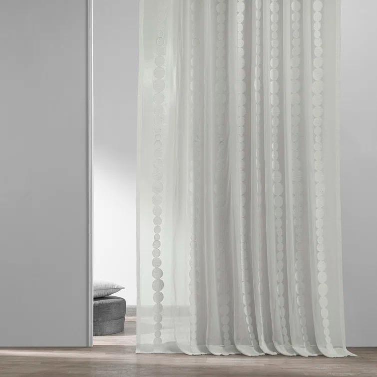 Hershman Embroidered Rod Pocket Sheer Curtains Single Panel Drapes