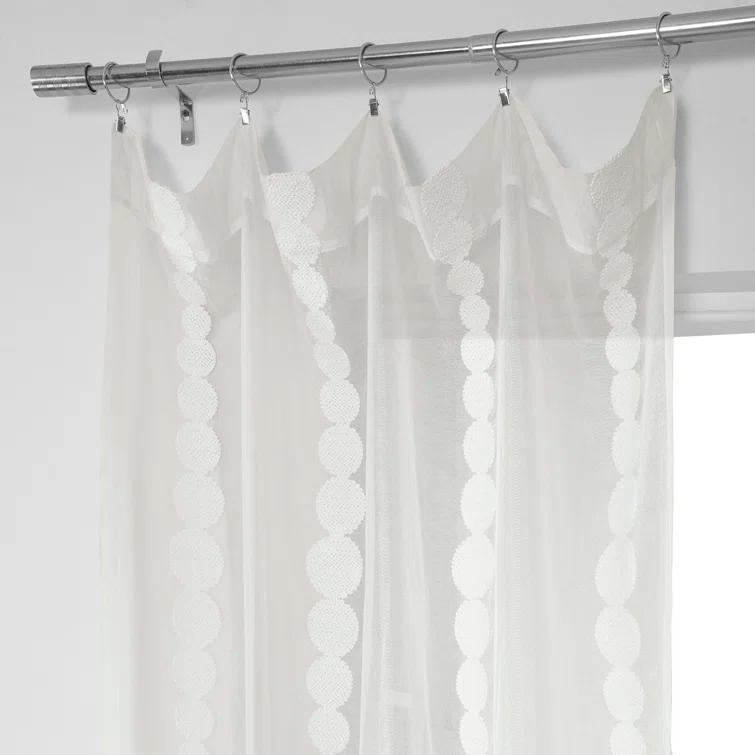 Hershman Embroidered Rod Pocket Sheer Curtains Single Panel Drapes