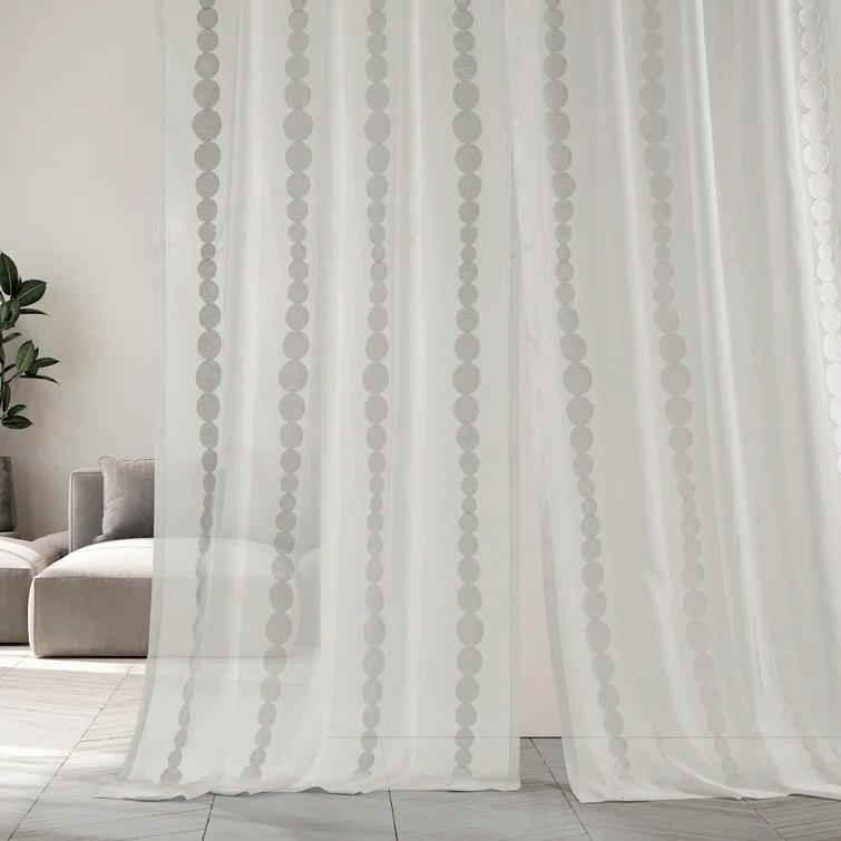 Hershman Embroidered Rod Pocket Sheer Curtains Single Panel Drapes