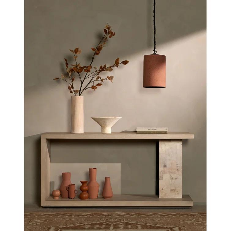 Cantilevered Modern Darian Console Table in White Mahogany