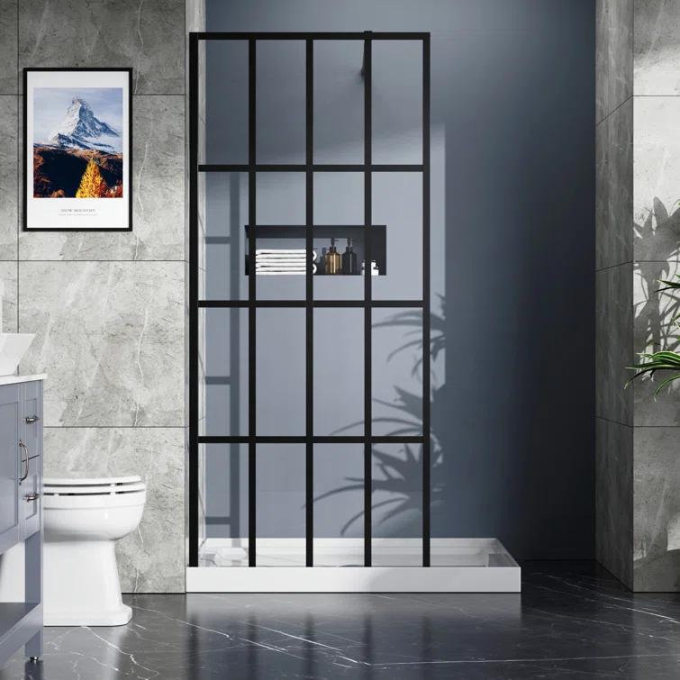 LIYU Goodyo 34" X 72" Shower Door Walk-in Black Finish LIYU-XX-W122346711