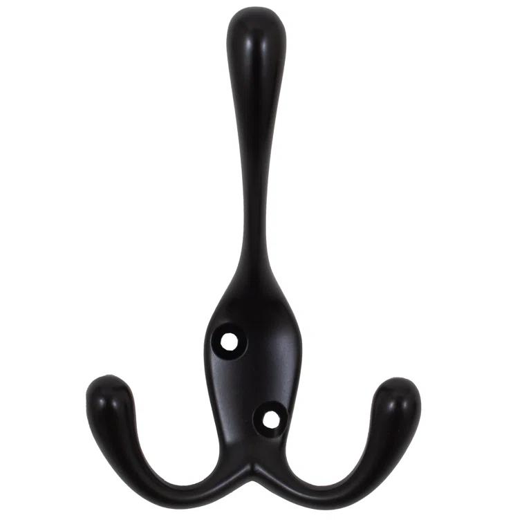 Triple Robe Hook, 3-15/16" High, Multiple Projections, Matte Black By Stone Harbor Hardware
