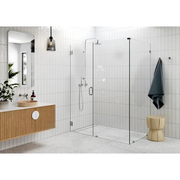 Illume 37 in. x 35 in. x 78 in. 90-degree Fully Frameless Wall Hinged Glass Shower Enclosure