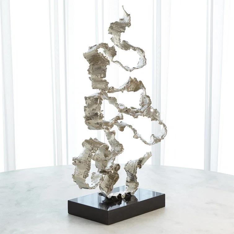 Squiggles Sculpture-Nickel w/Black Granite