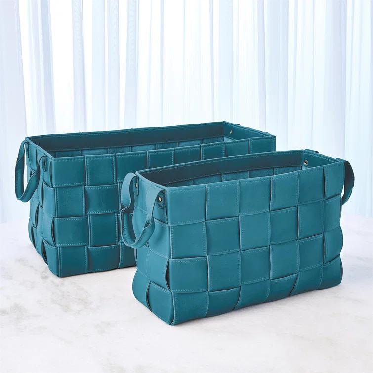 Soft Woven Leather Basket-Sm