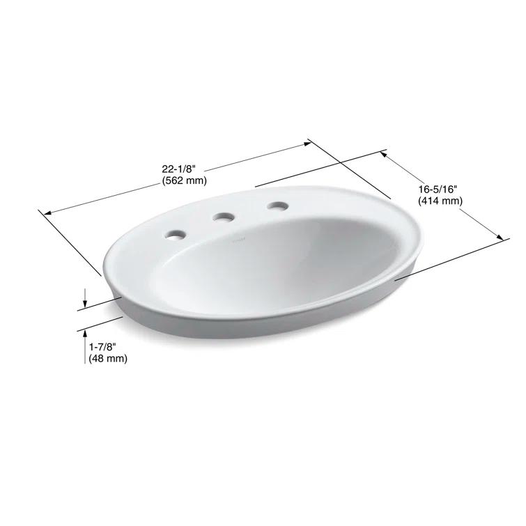 Serif® Ceramic Oval Drop-In Bathroom Sink with Overflow