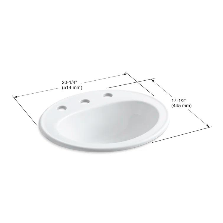 Pennington Ceramic Oval Drop-In Bathroom Sink with Overflow