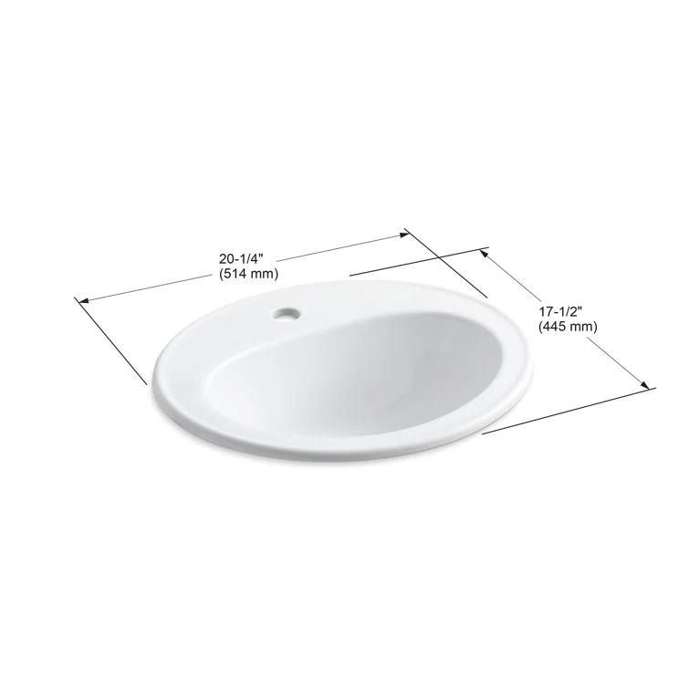 Pennington Ceramic Oval Drop-In Bathroom Sink with Overflow