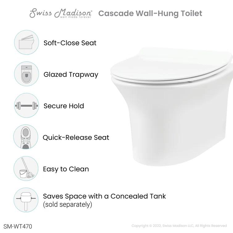 Cascade Wall-Hung Elongated Toilet Bowl