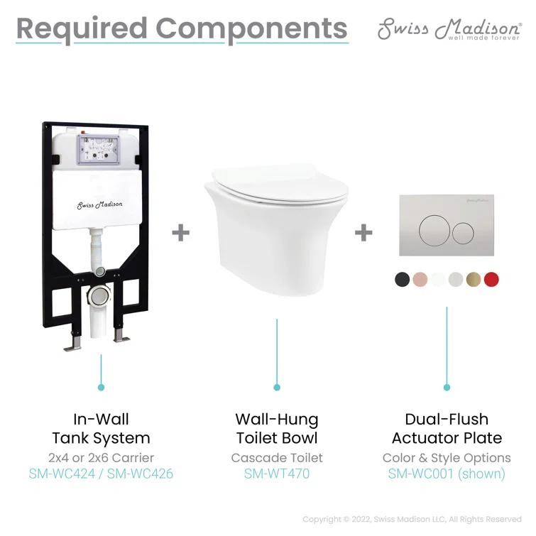 Cascade Wall-Hung Elongated Toilet Bowl