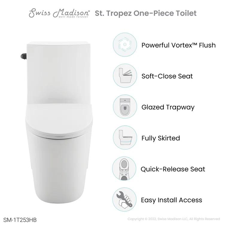 St. Tropez One Piece Elongated Toilet Dual Vortex Flush