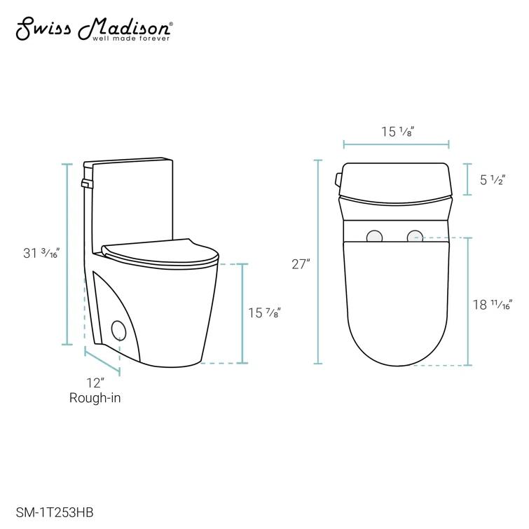 St. Tropez One Piece Elongated Toilet Dual Vortex Flush