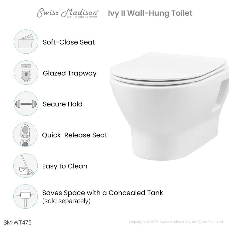 Ivy II Wall-Hung Elongated Toilet Bowl