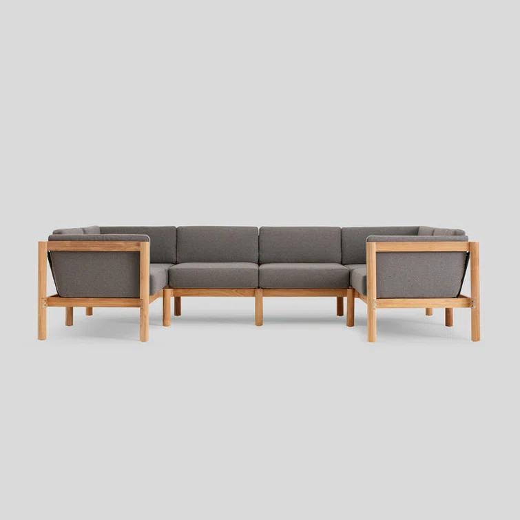 Haven 6-Piece U-Shaped Teak Outdoor Sectional with Sunbrella Cushions