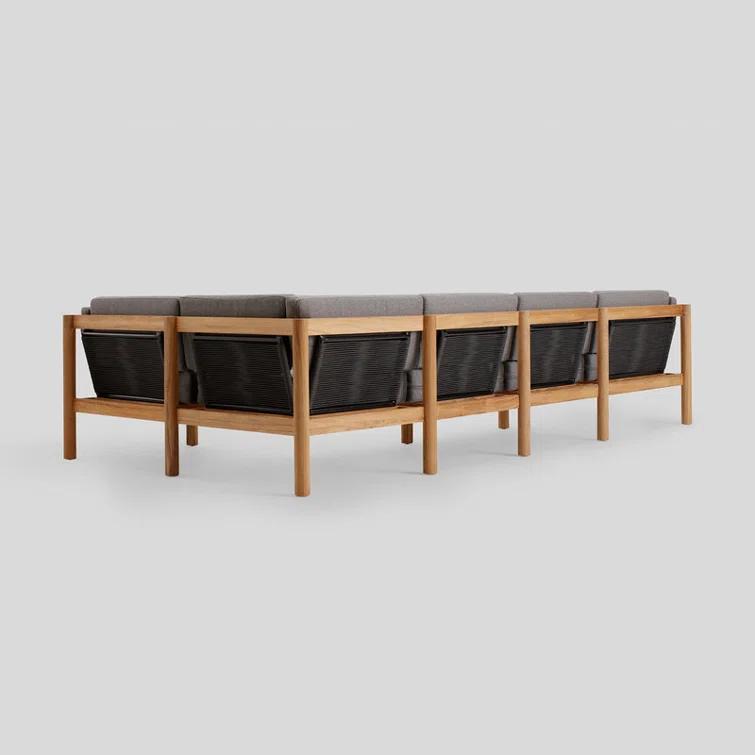 Haven 6-Piece U-Shaped Teak Outdoor Sectional with Sunbrella Cushions