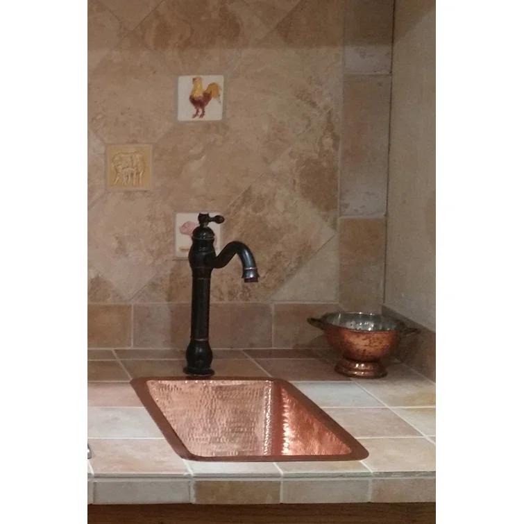 17" Rectangle Hammered Copper Bathroom Sink