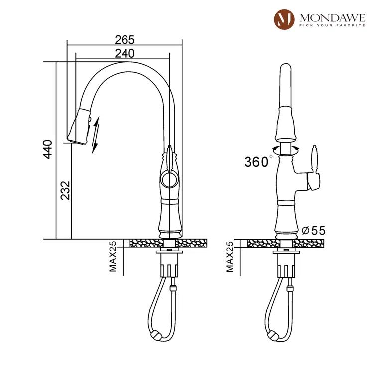 mondawe Mondawe Pull Down Kitchen Faucet MD-D48-BN