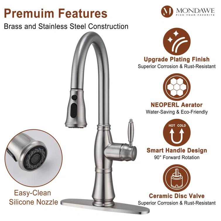 mondawe Mondawe Pull Down Kitchen Faucet MD-D48-BN
