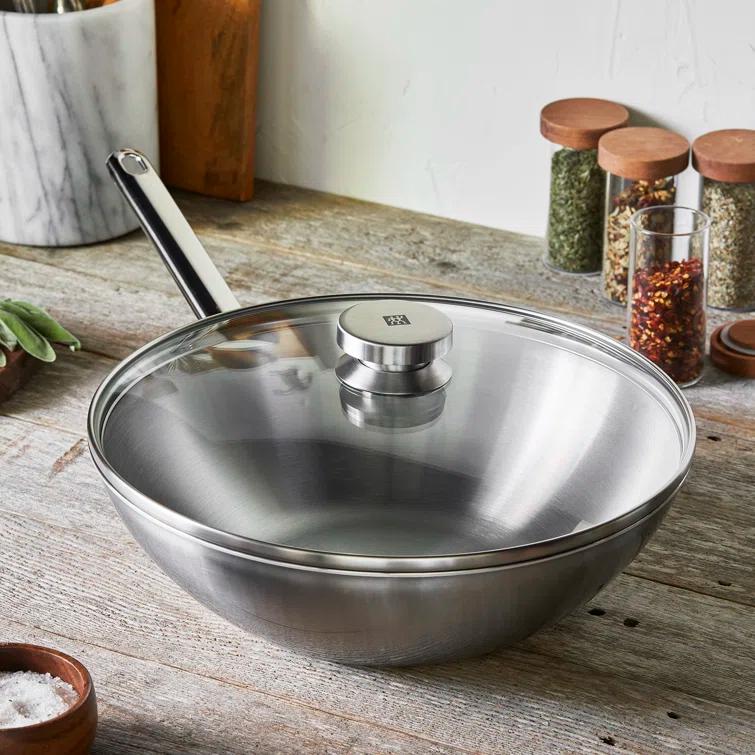Plus 11.81" 18/10 Stainless Steel Non-Stick Wok with Lid