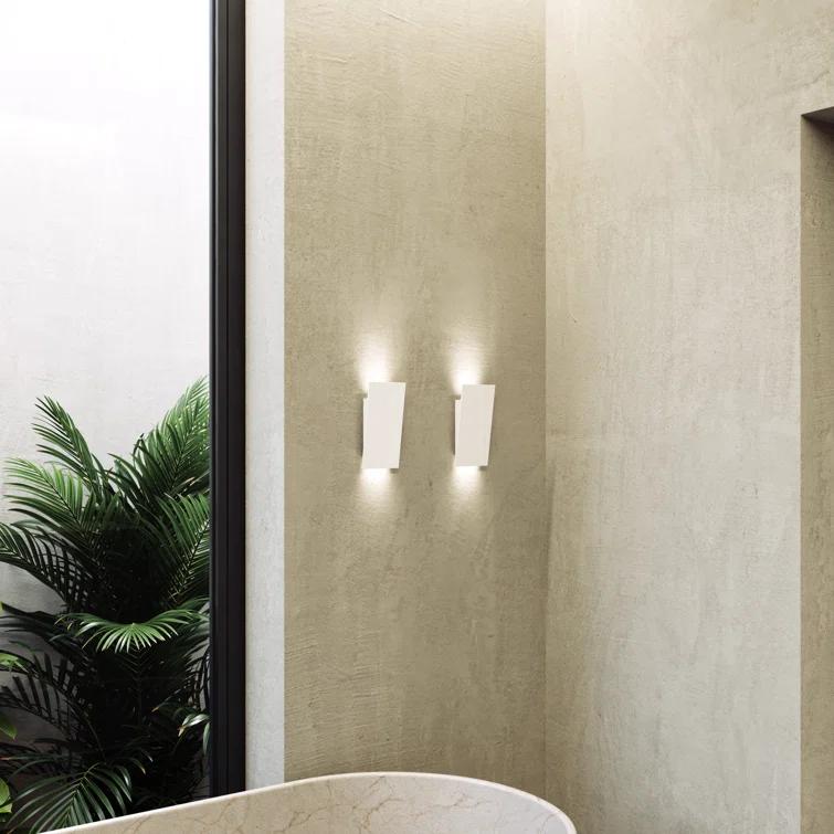 Darcia Angled Plane Narrow LED Wall Sconce - Textured White